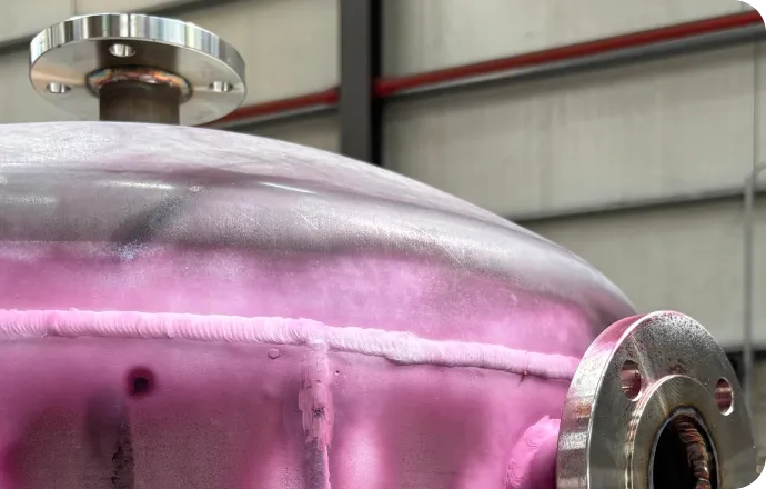 Dye penetrant inspected pressure vessel